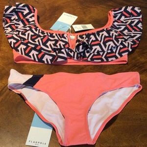 FLAGPOLE NYC SWIM XL & L bikini set VICE FLAMINGO